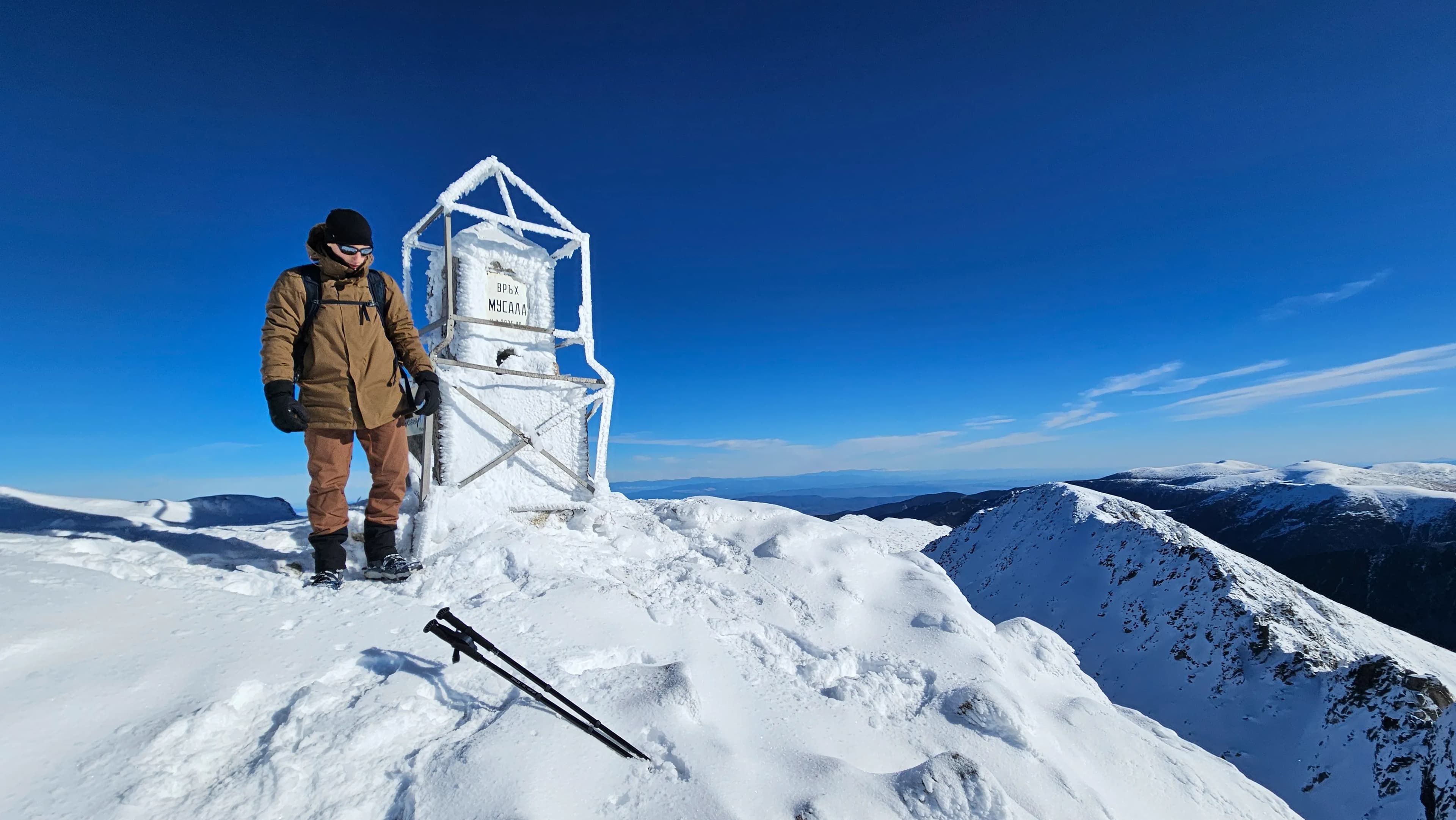 Summit at frozen mountain peak